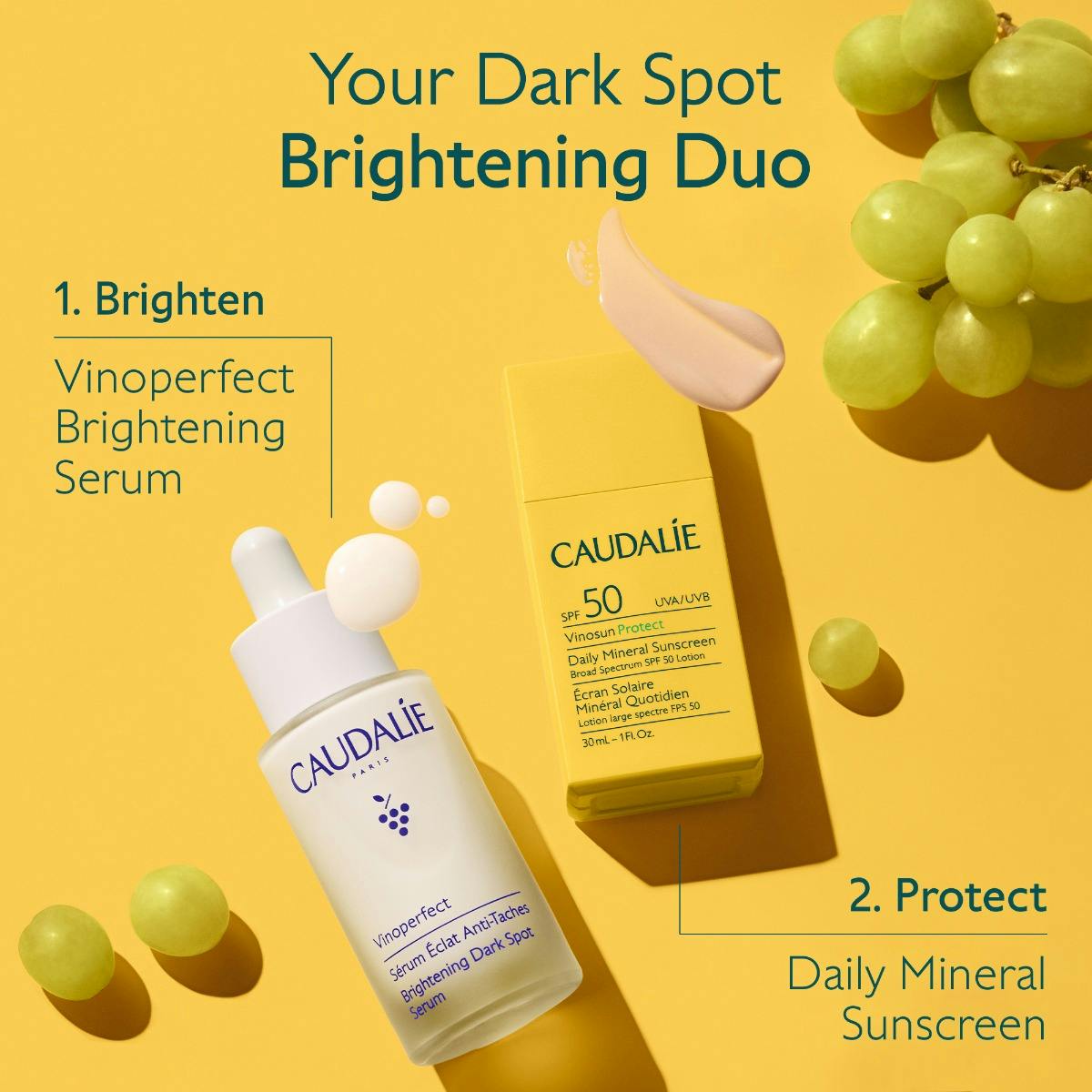 Caudalíe Dark Spot Brightening Suero y Filtro Solar